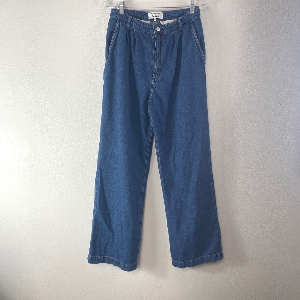 Reformation Montauk Pleated High Rise Twill Pants Jeans 29  Coastal Minimalist